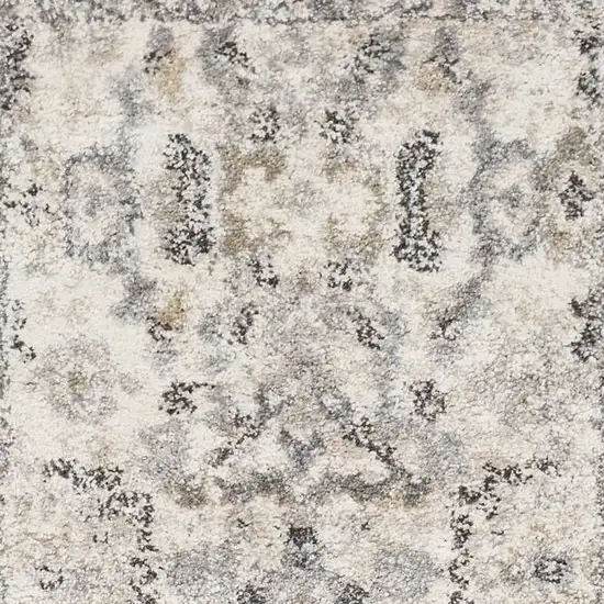 7' Ivory And Gray Floral Medallion Distressed Runner Rug Photo 6