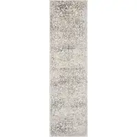 Photo of Ivory Machine Woven Distressed Floral Vines Indoor Runner Rug