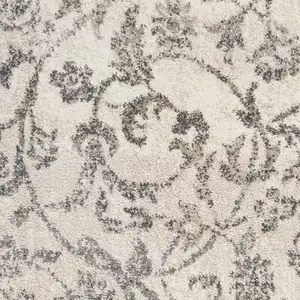 Photo of Ivory Machine Woven Distressed Traditional Floral Vines Indoor Area Rugg