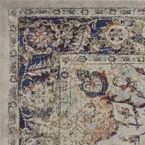 Photo of Ivory Machine Woven Floral Medallion Indoor Area Rug