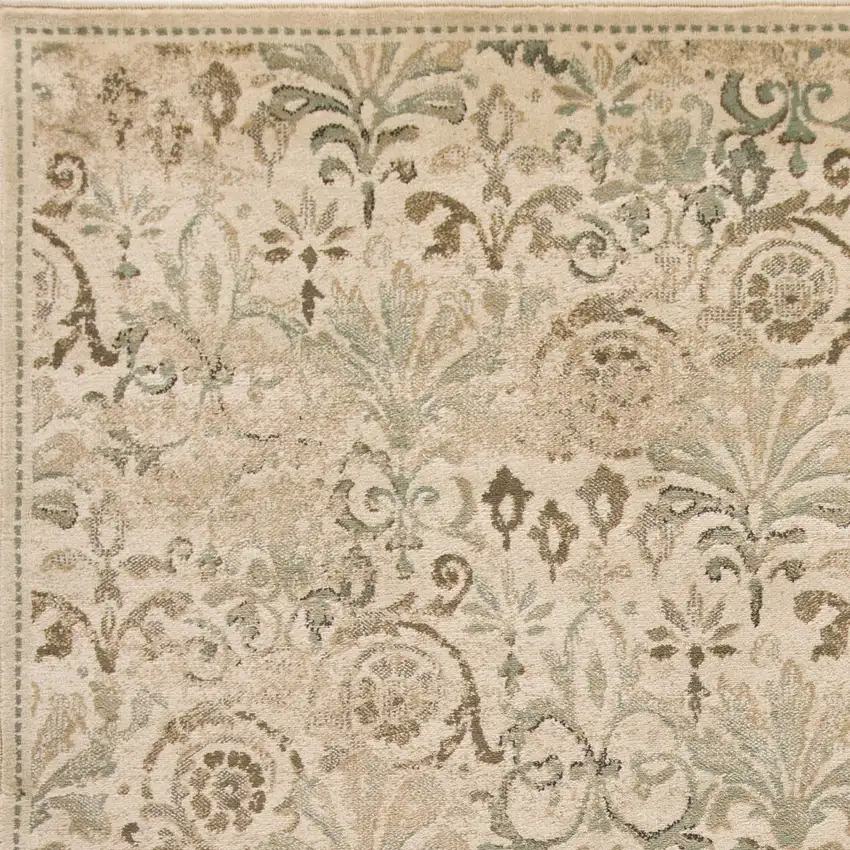 Ivory Machine Woven Floral Traditional Indoor Area Rug Photo 3