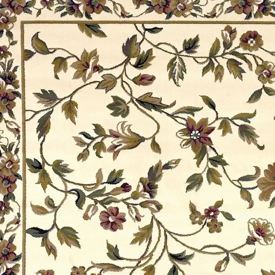 Ivory Green And Red Floral Vines Area Rug Photo 5