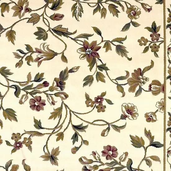 Ivory Green And Red Floral Vines Area Rug Photo 7