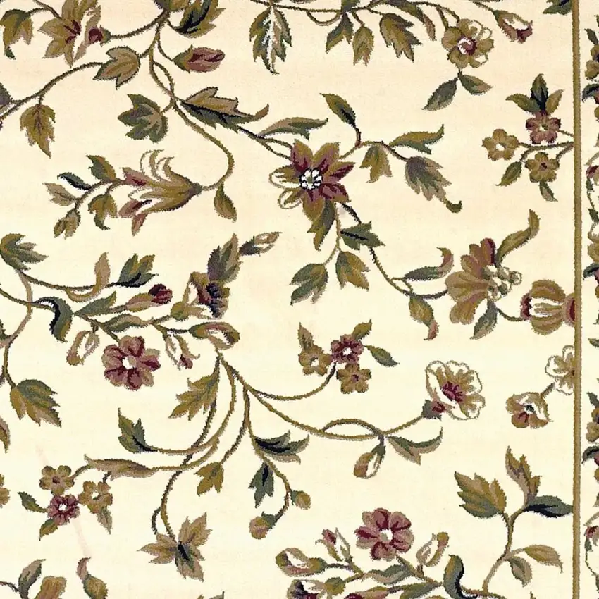 Ivory Green And Red Floral Vines Area Rug Photo 7