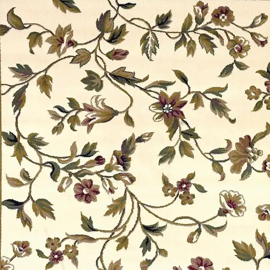 Ivory Green And Red Floral Vines Area Rug Photo 8