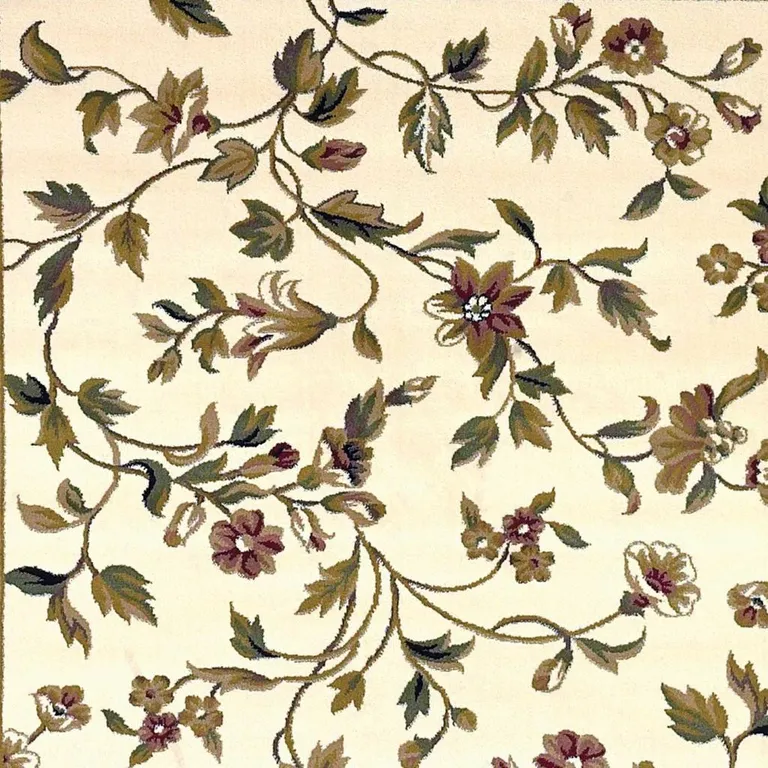 Ivory Machine Woven Floral Vines Indoor Accent Rug Photo 4