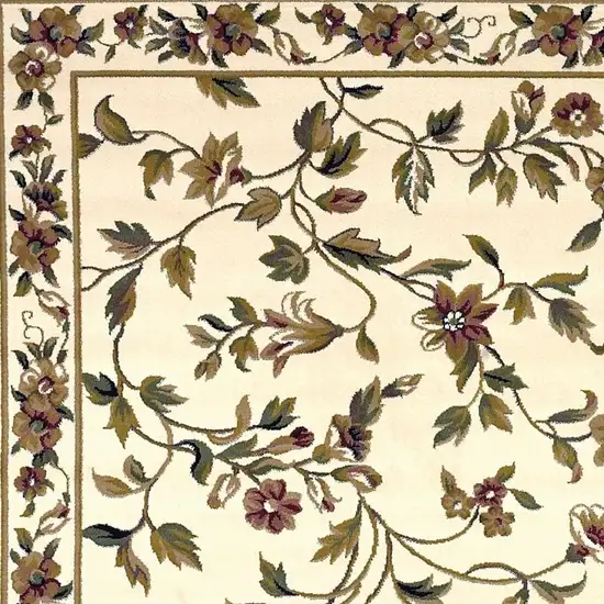 Ivory Green And Red Floral Vines Area Rug Photo 5
