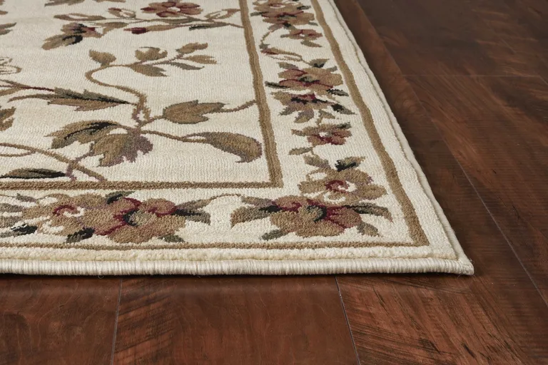 Ivory Machine Woven Floral Vines Indoor Area Rug Photo 2