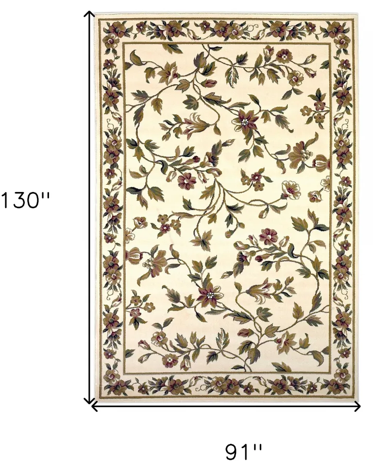 Ivory Machine Woven Floral Vines Indoor Area Rug Photo 4