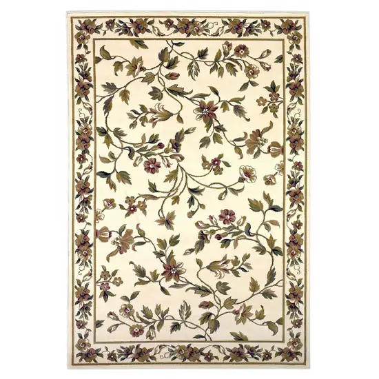 Ivory Machine Woven Floral Vines Indoor Area Rug Photo 1