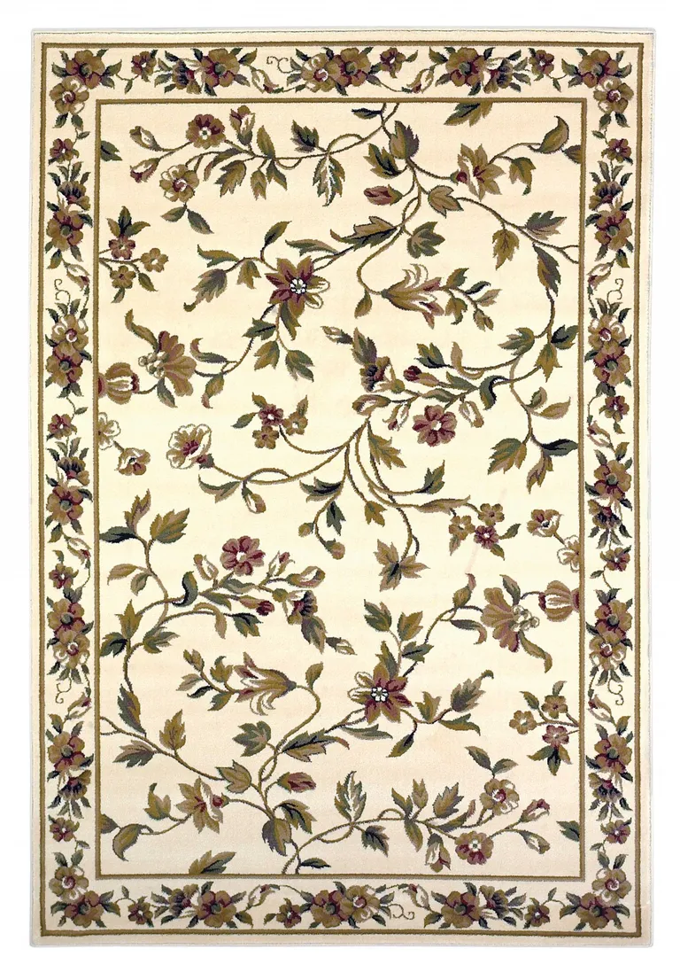 Ivory Machine Woven Floral Vines Indoor Area Rug Photo 3