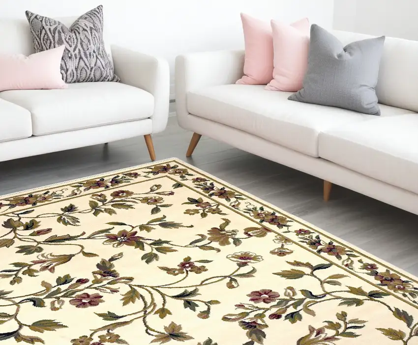 Ivory Machine Woven Floral Vines Indoor Area Rug Photo 1