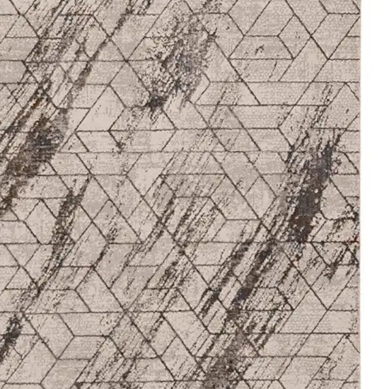 Ivory And Brown Geometric Area Rug Photo 4