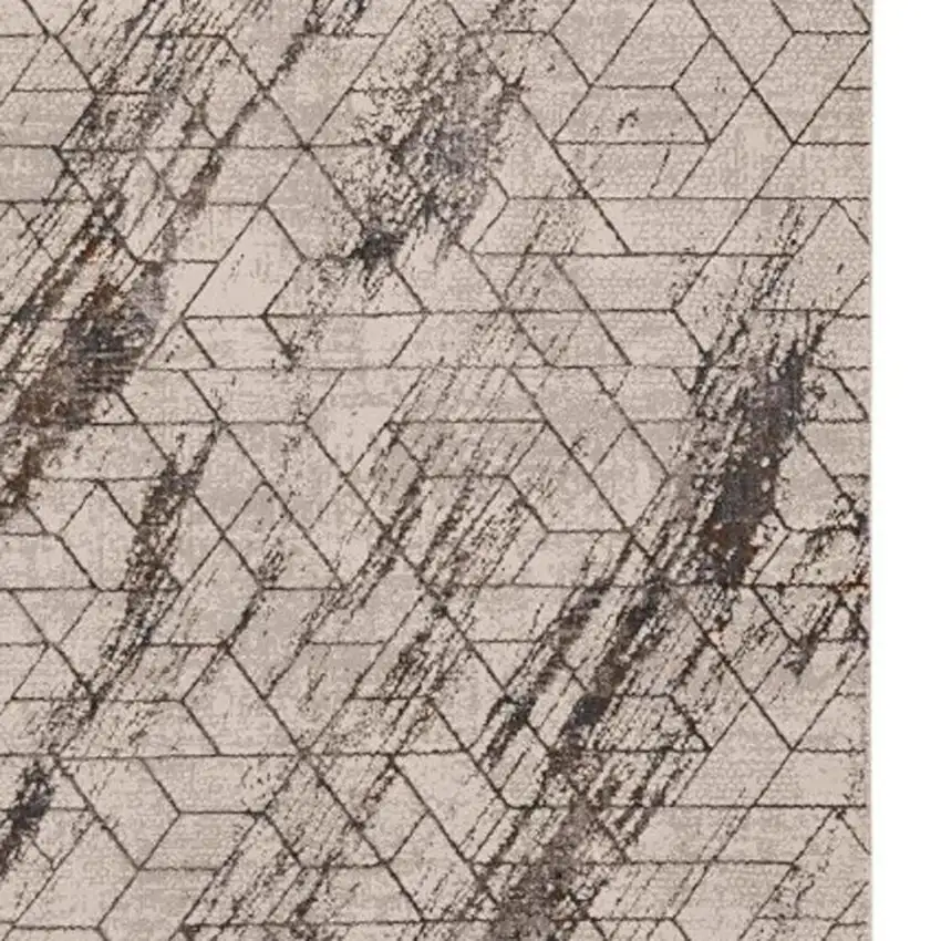 Ivory And Brown Geometric Area Rug Photo 4