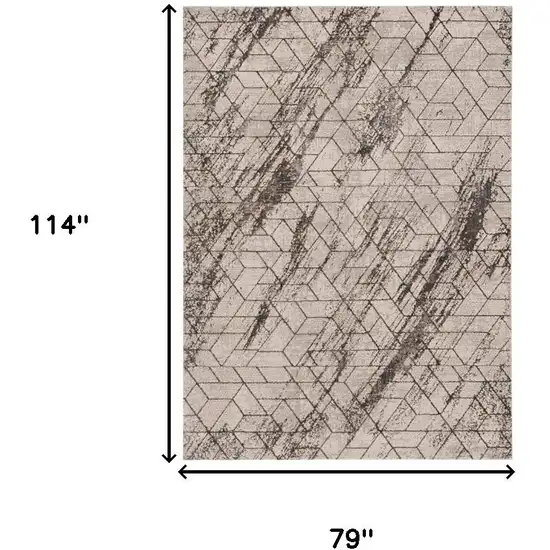 Ivory And Brown Geometric Area Rug Photo 3