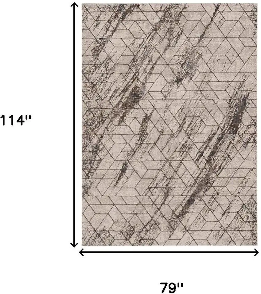 Ivory And Brown Geometric Area Rug Photo 3