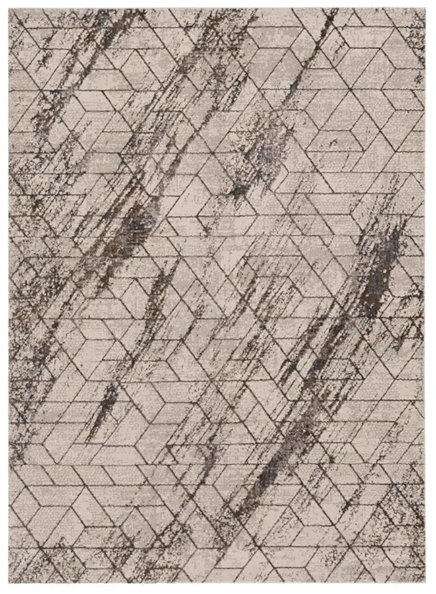 Ivory And Brown Geometric Area Rug Photo 2