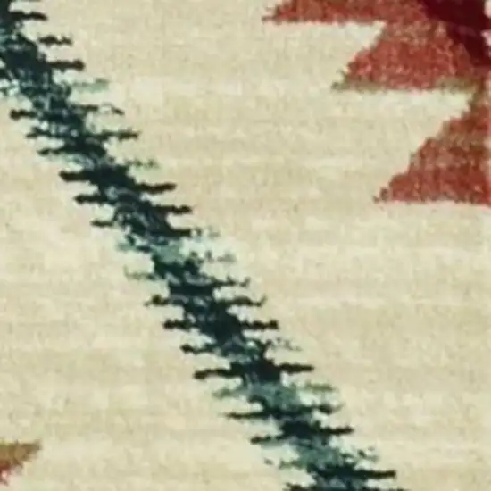 Ivory Blue And Red Southwestern Area Rug Photo 6