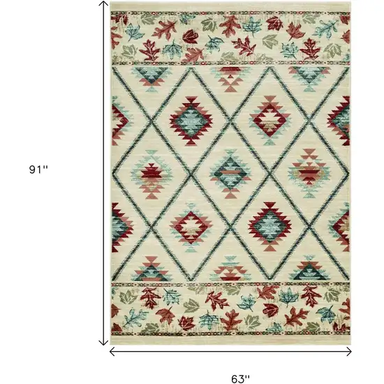 Ivory Blue And Red Southwestern Area Rug Photo 3