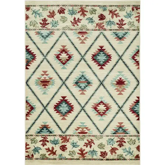 Ivory Blue And Red Southwestern Area Rug Photo 7