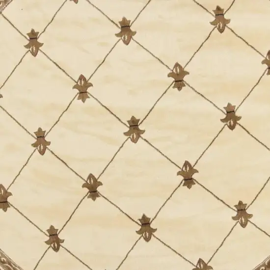 8' Ivory And Brown Floral Vines Round Rug Photo 4