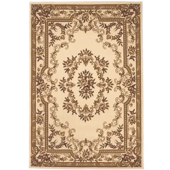 Beige And Brown Floral Medallion Area Rug Photo 2