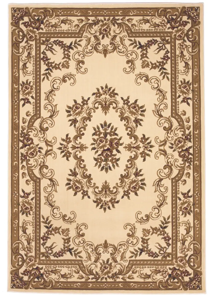 Beige And Brown Floral Medallion Area Rug Photo 2