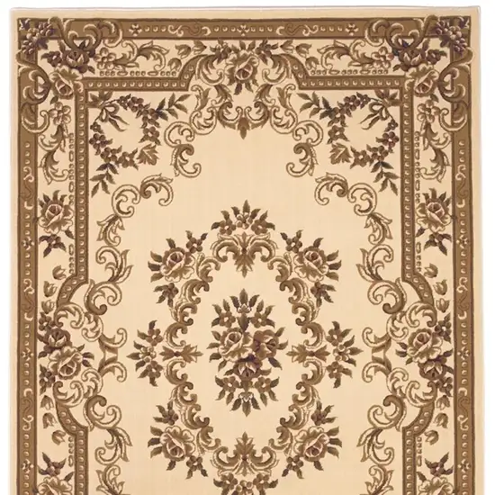 Beige And Brown Floral Medallion Area Rug Photo 7