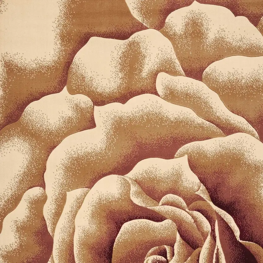 Ivory Machine Woven Hand Carved Oversized Floral Indoor Accent Rug Photo 4