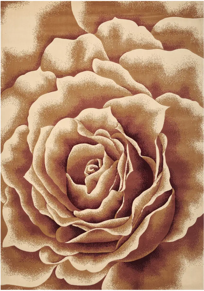 Ivory Brown And Red Floral Area Rug Photo 2