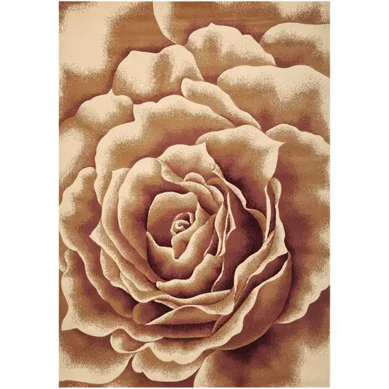 Ivory Machine Woven Hand Carved Oversized Floral Indoor Accent Rug Photo 1