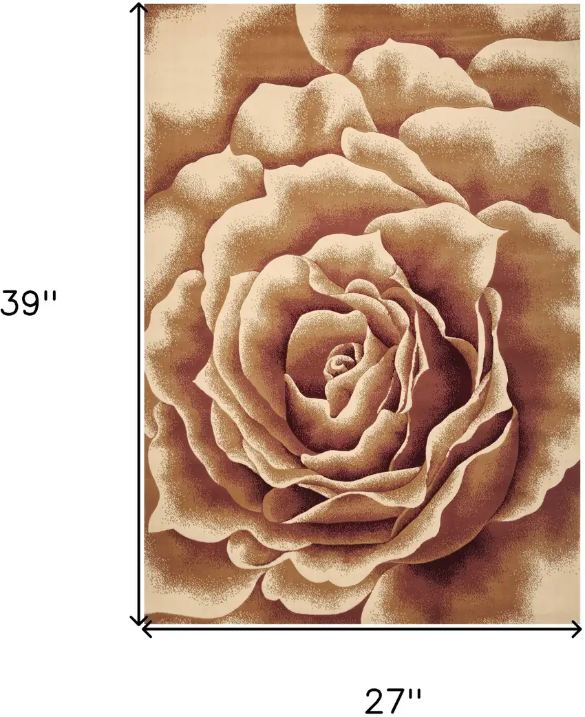 Ivory Brown And Red Floral Area Rug Photo 3