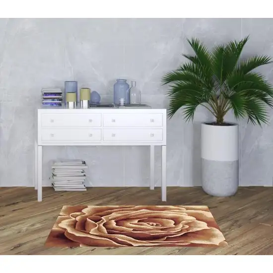 Ivory Machine Woven Hand Carved Oversized Floral Indoor Area Rug Photo 2