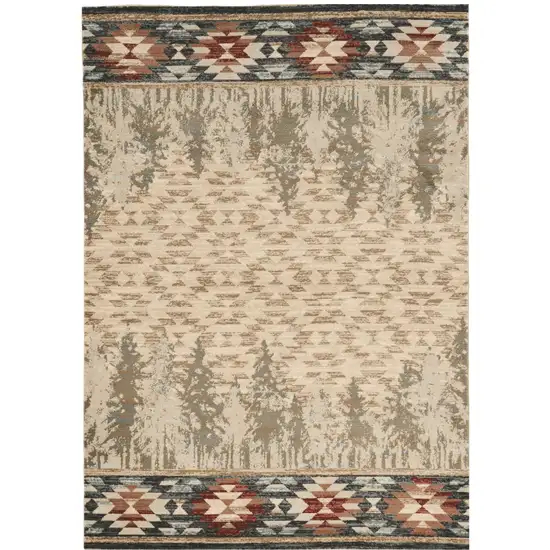 Ivory Green And Red Southwestern Area Rug Photo 2