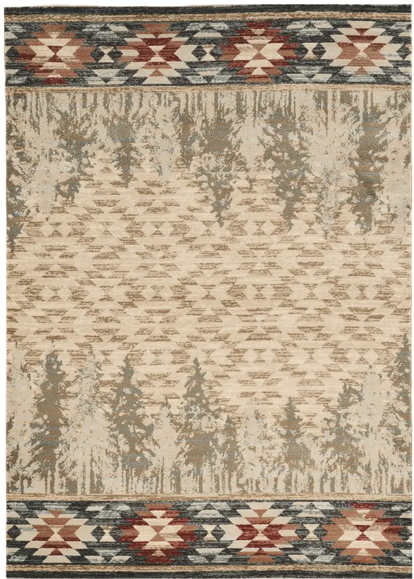 Ivory Green And Red Southwestern Area Rug Photo 2