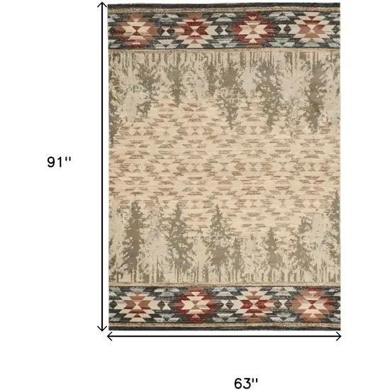 Ivory Green And Red Southwestern Area Rug Photo 4