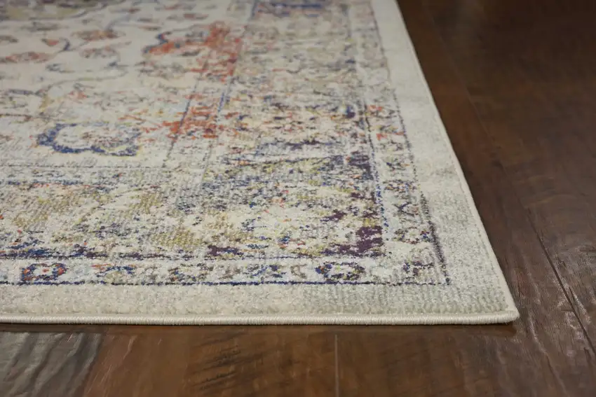 Ivory Machine Woven Traditional Floral Medallion Indoor Area Rug Photo 4