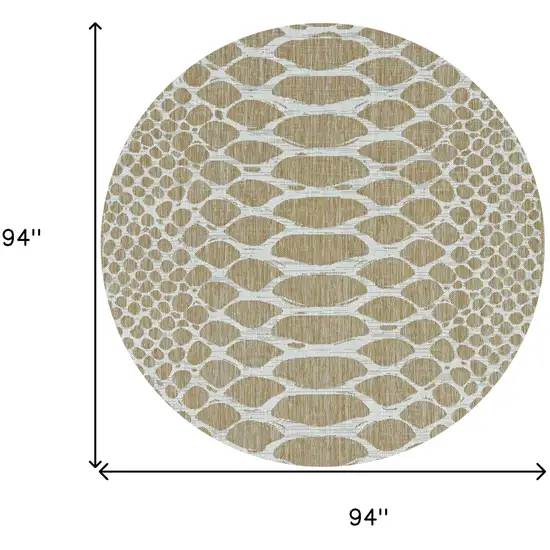 8' Ivory Machine Woven Uv Treated Animal Print Indoor Outdoor Round Area Rug Photo 3