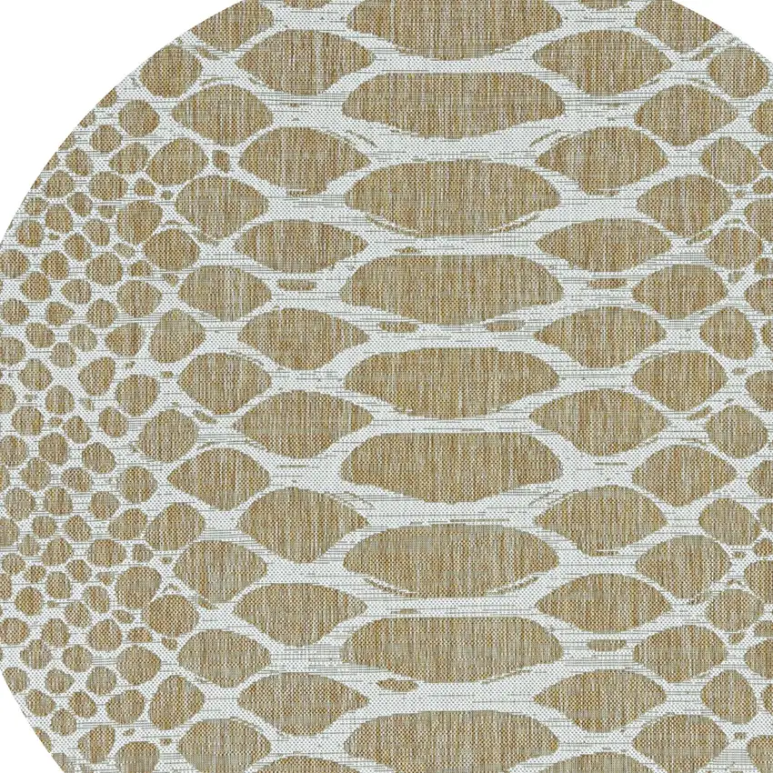 8' Ivory Machine Woven Uv Treated Animal Print Indoor Outdoor Round Area Rug Photo 6