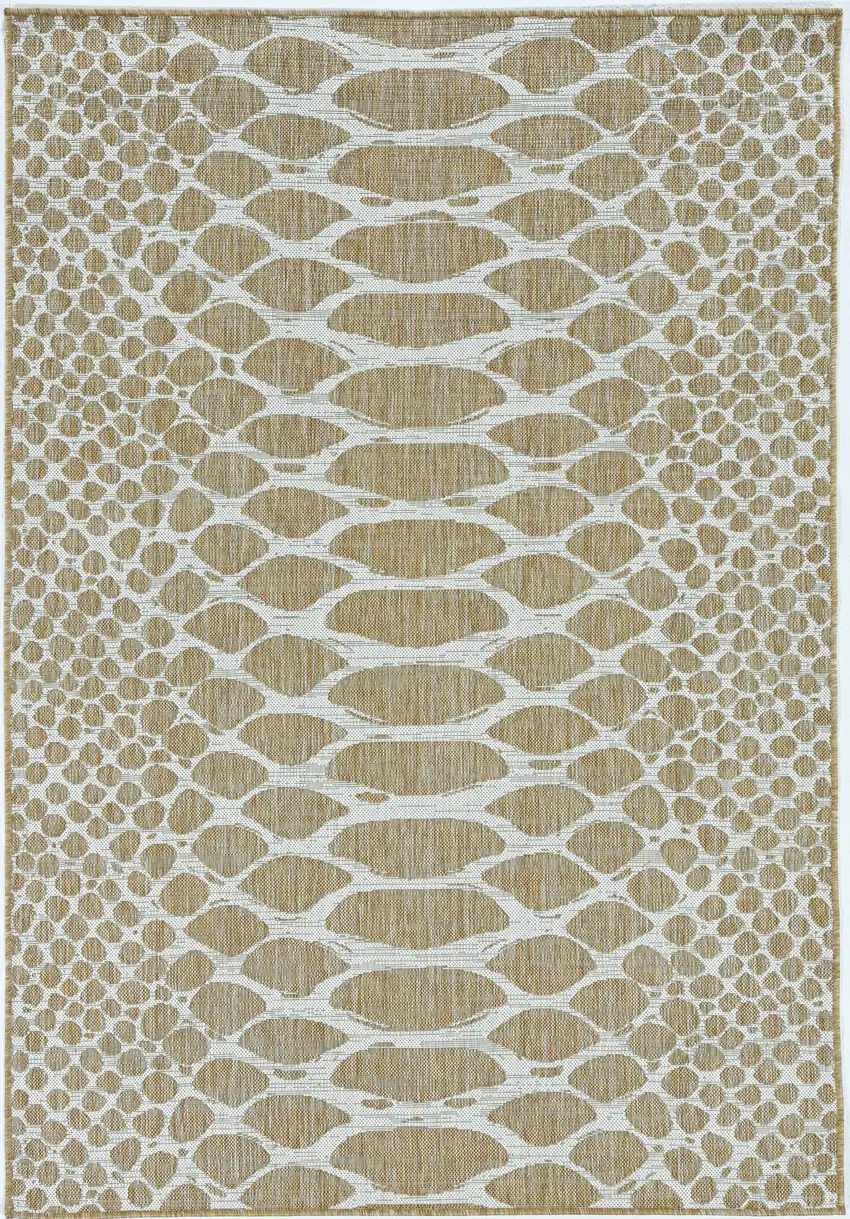 Ivory Machine Woven UV Treated Animal Print Indoor Outdoor Round Area Rug Photo 2