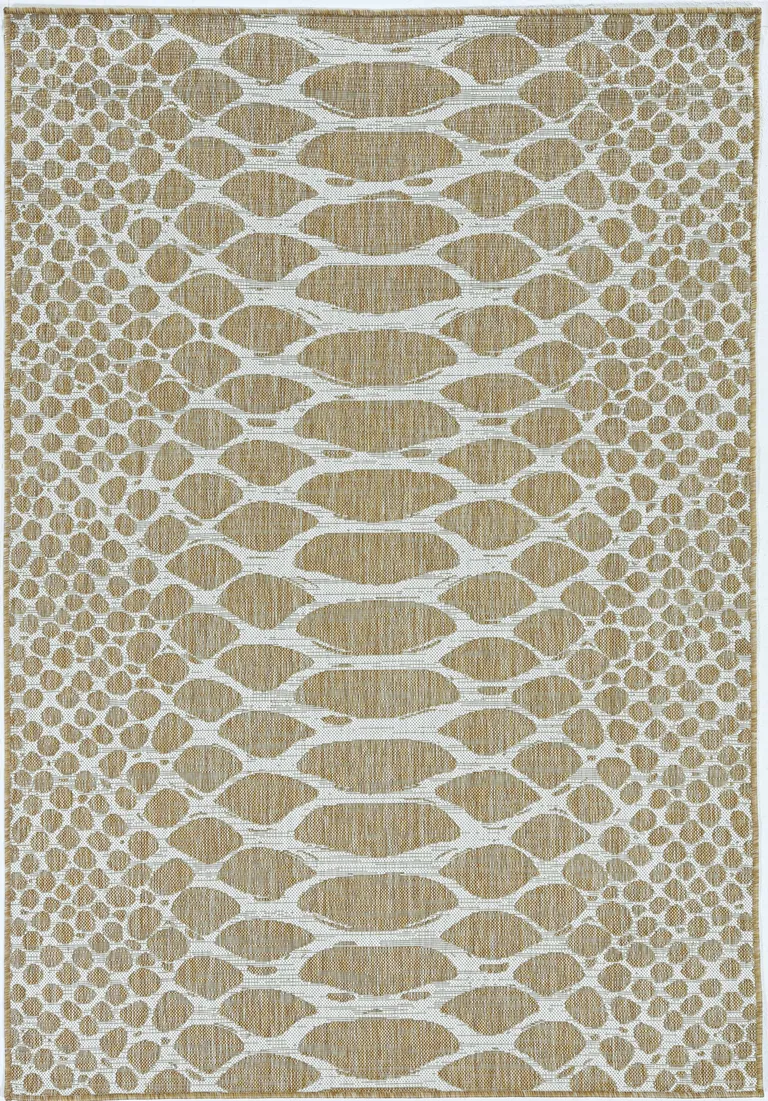 Ivory Machine Woven UV Treated Animal Print Indoor Outdoor Round Area Rug Photo 2