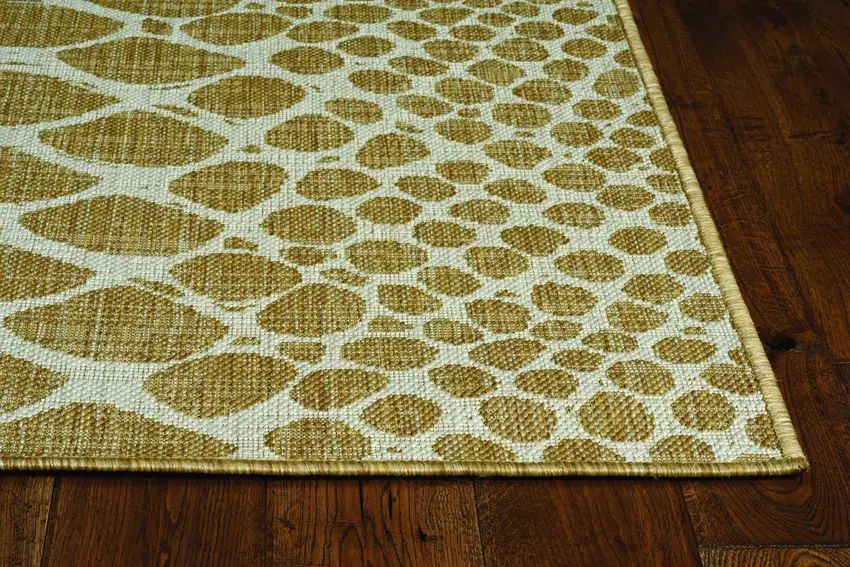 Ivory Machine Woven UV Treated Snake Print Indoor Outdoor Accent Rug Photo 1