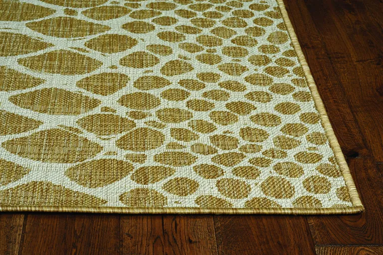 Ivory Machine Woven UV Treated Snake Print Indoor Outdoor Accent Rug Photo 1