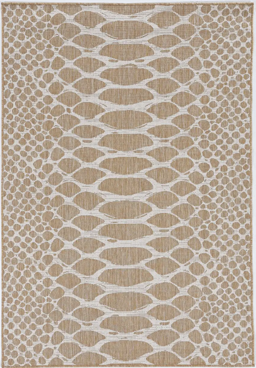 Ivory Machine Woven UV Treated Snake Print Indoor Outdoor Area Rug Photo 4