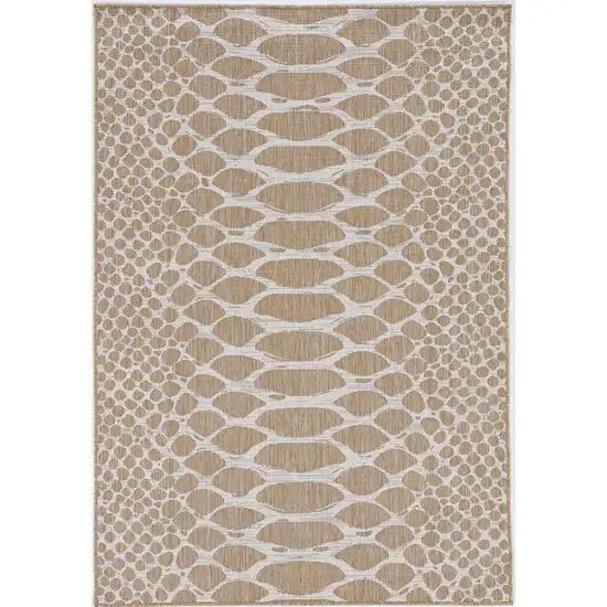 Ivory Machine Woven UV Treated Snake Print Indoor Outdoor Area Rug Photo 4