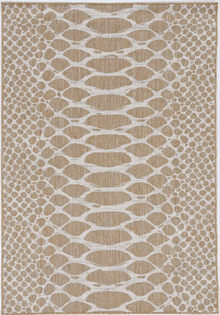 Ivory Machine Woven UV Treated Snake Print Indoor Outdoor Area Rug Photo 4