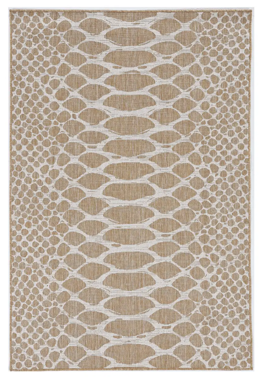 Ivory Machine Woven UV Treated Snake Print Indoor Outdoor Area Rug Photo 1
