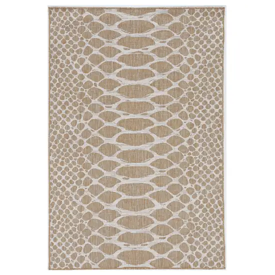 Ivory Machine Woven UV Treated Snake Print Indoor Outdoor Area Rug Photo 1