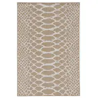Photo of Ivory Machine Woven UV Treated Snake Print Indoor Outdoor Area Rug