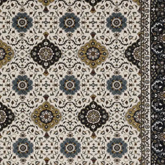 Ivory Medallion Area Rug With Fringe Photo 5